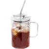 Uclac Bicchiere da 1 litro con coperchio e cannuccia in vetro, tazza da caffè e succo di latte, tazza trasparente per succo di frutta, moka