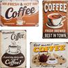 TIE-DailyNec 4 Pezzi Targa in Metallo Coffee, Decorazione per caffetteria per Casa, Bar | 20 x 30cm, Arte Murale Retrò, Targa con Insegna Dipinta, Ecorazione Murale per, Cucina, Camera da Letto
