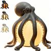 WEIWOGU Lampada da tavolo a tema marino con polpo, luce decorativa nautica stampata in 3D con sfera luminosa, luce notturna LED USB per camera da letto, soggiorno o casa al mare; idea regalo (gray)