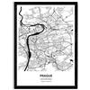 Nacnic Poster mappa di Praga - Repubblica Ceca. Fogli città in Europa con mari e fiumi, in colore nero. formato A4