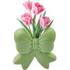 Magicherry Vaso in ceramica con fiocco verde, 11,9 cm, unico, carino, moderno, decorativo, per bouquet di fiori, per matrimoni estivi, casa, ufficio, tavolo, decorazione bohémien