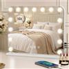 pureglow Specchio da Trucco Hollywood Illuminato con 18 Lampadine LED, Specchio LED con Controllo Tattile e 3 Livelli di Luminosità, Tipo C e USB per Uso su Tavolo o Parete - Bianco