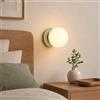 Alpinaluz Applique da parete/soffitto E27 verde globo vetro opale D15 cm | Disco metallico e posa 2 in 1 a parete o soffitto, verde salvia chiaro, per camera, corridoio, soggiorno e ingresso