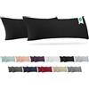 Barbons Federe 40x145 cm nero set di 2-100% Jersey di Cotone - Copri Cuscino per Letto - Fodera Protezione