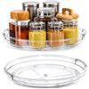 HOMAVEL 2Pz Organizer Girevole 23,5cm, Vassoio Rotante Cucina | Portaspezie Girevole 360°, Vassoio Rotante Trasparente Cucina con Base Antiscivolo e Bordo Rialzato per Frigorifero