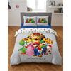 Halantex Super Mario Copripiumino Matrimoniale 240x220 + 2 Federe Reversibile | Piumino matrimoniale | Microfibra ultra morbida asciugatura rapida | Mario Luigi Peach Yoshi Bowser Toad | 2 design | Regalo