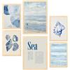 Nacnic Set di 6 quadri Illustrazioni marine, blu, mare ed estate illustrazioni di design per decorare le pareti di casa A3 e A4 Struttura in legno chiaro