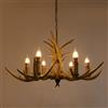 NaMaSyo Lampadario a 6 luci in resina con corna di cervo, 220 V, stile vintage, per soggiorno, camera da letto, cucina, sala da pranzo, bar, marrone (B)