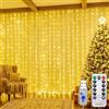 HeiPard Tenda Luminosa 3x2m 200 LED Bianco Caldo USB Camera da Letto | Luci a Cascata, 8 Modalità, 4 Luminosità, Timer, Memoria, Senza Fori, Telecomando, Camera Letto