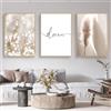 Trayosin Set di 3 poster, Immagini moderne Boho con erba della pampa, decorazione per soggiorno e camera da letto, poster beige, stampa artistica su tela senza cornice (C, 30x40 cm)