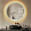 Yelyee Specchio da bagno con illuminazione, rotondo, anti-appannamento, 80 cm, con interruttore touch, 3 colori di luce, dimmerabile - Specchio con illuminazione, bordo nero.