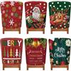 Treer Coprisedia Natalizi Schienale 6 Pezzi, Coprisedia Natalizio con Cappello Coprisedia Elasticizzati Natalizia per Feste e Ristoranti Decorazioni (6 Pezzi,Babbo Natale)