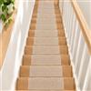 Meenewching 15 Pezzi Tappeti per Scale, 55 x 22cm Tappetini per Gradini Autoadesivi, Tappeto per acale Lavabile Antiscivolo, per Famiglie con Bambini, Anziani e Animali Domestici, Beige