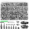 Culinavog 600 PCS Kit Rivetti a Vite in Metallo, Rivetti Punk per Scarpe, Tessuti | Borchie Piramidali Decorative Ribattini, Borchie per Scarpe, Tessuti, Abbigliamento, Fai da Te, Borse e Cinture, Argento