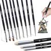 DHSWNNG 12 Pezzi Pennelli Miniature, Drybrush Pennelli a Secco Pennelli Modellismo per Pittura In Miniatura e Modelli ad Acqua