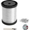 JYYWTSI Filo di Nylon, Resistente Agli Strappi Filo Nylon Trasparente con 120 Manicotti ad Anello di Aggraffatura in Alluminio e 1 Forbice, Lenza da Pesca per fai da te Pesca Artigianato Gioielli