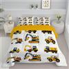 JEDTAKCT Trapunta Singolo Per Bambini, Con Stampa Trattore Semplice, Trapunta 4 Stagioni, Macchina Da Costruzione Cartoni Animati, Piumone Crema, Letto 140X200 Federa, Reversibile Piumino Senza Copertina