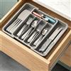 Generic Organizer per argenteria, organizer per cassetti, organizer espandibile per cassetti | Organizzatore espandibile per cassetti utensili, per coltelli, cucchiai, forchette e gadget da cucina (grigio, 31 x 22 cm)
