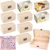 PRITOK Mini Cofanetto in Legno: Set di 10 Cofanetti per Anniversario di Bambini con 4 Adesivi Glitterati, Scatola in Legno con Coperchio, Scatola Regalo per Artigianato,