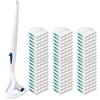DOMOVIBE Scopino WC Usa e Getta con 54 Testine di Ricambio al Limone, DOMOVIBE Pulisci Water Monouso con Detergente Incorporato, Spazzola WC con Base di Appoggio, Manico Lungo, per Bagno