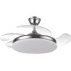 YATEK KALA Ventilatore da Soffitto LED Nichel, pale retrattili trasparenti, motore DC silenzioso, telecomando, luce dimmerabile 59 W, 6980 lm, 6 velocità, estate/inverno, Ø 107 cm