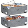 JUPELI Cassettiera sottoletto alta 25 cm con 5 ruote, 75 l | lati e fondo indeformabili, coperchio trasparente, per vestiti, scarpe, coperte e biancheria da letto, 72 x 42 x 25 cm