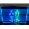 KEYQEEN Insegna al Neon dimmerabile a LED, Toilette Unisex Personalizzata Luci al Neon USB per la Decorazione della Parete del Bagno Femminile Maschile Insegna Luminosa in Acrilico,Green Blue,30x20cm