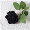 Blausky 1 pezzo di rose artificiali in flanella, 51 cm, Single Long Stem Fake Rose, fiori realistici, bouquet da sposa, rose artificiali, per giardino, feste, hotel, ufficio, colore nero