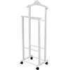 EffeDecor Appendiabiti da Terra con Ruote Servo Muto in Legno di Faggio Bianco Camera | EffeDecor Appendi abiti con Spalla Servomuto Attaccapanni Porta Abiti Doppio Design Moderno Naturale per Uomo Donna