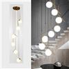 Generic Lampada a Sospensione a LED, lampadario Moderno, Lampada da soffitto a 8 luci per Tromba delle Scale per Ingresso Scale, luci per Scale a soffitto Alto a Globo Bianco Latte in Otto