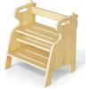 Hoyiyobi Sgabello a gradini per bambini, sgabello regolabile a due livelli per bambini piccoli, robusta scaletta in legno con cuscinetti antiscivolo, sicura e facile da spostare, per lavandino, cucina, bagno
