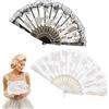 BelleVive Set di 2 ventagli Pieghevoli in Pizzo di Rose, ventaglio in Seta, ventaglio a Mano, ventaglio Pieghevole per Regalo di Nozze, Decorazione per la casa, Ideale per Feste, Danza, Nero +