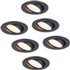HOFTRONIC Set di faretti LED da incasso Malta, 6-5 W, 400 lumen, 2700 K, luce bianca calda, dimmerabile, orientabile, IP44, rotondo, in alluminio nero, per interni ed esterni