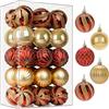 SHareconn 30 Pezzi Palline di Natale per Decorazioni Albero di Natale | 60mm Palline Albero di Natale, Corda Prefissata, Plastica Infrangibile, per Albero/Ghirlanda, Vacanze/Feste, Rosso & Oro