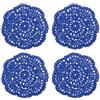 QUARKZMAN 4pz Centrini Uncinetto 4 Cotone Intreccio Tessuto Luminoso Blu | Sottobicchieri Pizzo Rotondo Sottobicchieri Fatti Manualmente Floreale Motivo, per Matrimonio Festa Decorazione