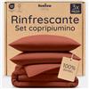 Bambaw Set Lenzuola in Bambù Matrimoniale da 3 Pezzi con 1 Copripiumino 240 x 220 cm e 2 Federe Rinfrescanti (50 x 75 cm), Set di Lenzuola Rinfrescanti Estive Antiacaro e Ipoallergenico (Terracotta)