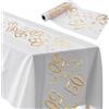 FIQLUL Runner Tavola Oro 50 Anni, 28x275cm Addobbi per Donna e Uomo, Decorazioni Tavola in Tulle Elegante per Festa e Anniversario, Tovaglia Runner