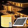 ezmyma Striscia LED Solare Esterna COB 20m 252LED/M, Bianco Caldo IP65,19 modalità di illuminazione, regolabile, ricarica solare, per patio, giardino, balcone, gazebo, vialetto, grondaia, recinzione
