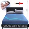 KLIM Lenzuolo con angoli per messa a terra per letto queen size, in fibra di argento puro e cotone biologico + cavo di messa a terra + penna tester inclusa (grigio, queen size, 152 x 203 x 38 cm)
