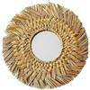Fastigeaty Specchio rotondo in corda di paglia, specchio da parete in rattan con perline in legno naturale, specchio decorativo circolare bohémien, per ingresso in fattoria, decorazione rustica da appendere al
