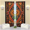 Popular Handicrafts Tende per finestre indiane con sole ardente, stile hippie, bohémien, zingara, sole, luna, bella tenda per camera da letto, soggiorno, balcone, mantovana a pannelli, colore oro
