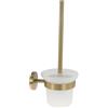 VR VETRINEINRETE Vetrineinrete® Porta scopino in acciaio oro con bicchiere vetro satinato accessori da bagno porta spazzolone per wc water