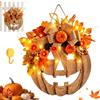 Gienslru Ghirlanda di Halloween con zucche in juta e luci con telecomando - Stile rustico/farmhouse per interni ed esterni porta d'ingresso, veranda, parete (1pc,With Lights)