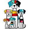 Wusejosapi Scultura da Parete in Metallo per Cani, Pop-Art da Parete per Cani, Decorazione Geometrica da Parete con Motivo Cane, Scultura da Parete Colorata con Cinque Cani per Soggiorno, Giardino e