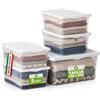 BAKAJI Contenitori Set 5 Pezzi 1M + 2XS in Plastica Trasparente con Coperchio Bianco, Spring Box Diverse Dimensioni Salvaspazio, Organizer Capiente e Robusto Portaoggetti Versatile Stoccaggio Armadio
