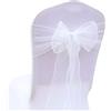 Wisafory - 5 fiocchi decorativi per sedia in organza, nastri per sedie, sciarpe, ideali per matrimoni, cerimonie, eventi, feste, 18 x 275 cm, colore: bianco, 5 pezzi