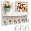 CALIPRET Portachiavi da Parete in Legno Bianco, 6 Ganci + 6 Portachiavi Inclusi, Appendichiavi da Muro con Kit di Fissaggio, Organizer Chiavi per Ingresso, Corridoio, Casa e Ufficio