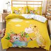 ZZXHG Set Copripiumino Una Piazza e Mezza Bambino Giraffa Gialla, Copripiumini 200x200 in Microfibra per Bambini Adulti, Set di Biancheria da Letto Matrimoniale con Cerniera 2 Federe 50x80 cm