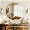 BEAUTYPEAK Specchio rotondo da 40 cm, con cornice in alluminio infrangibile, da parete, da bagno, può essere appeso o appoggiato, adatto per camera da letto, bagno, soggiorno, colore oro