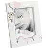 Mascagni Casa - Cornice portafoto in legno, 13 x 18, con orsacchiotto, colore: rosa